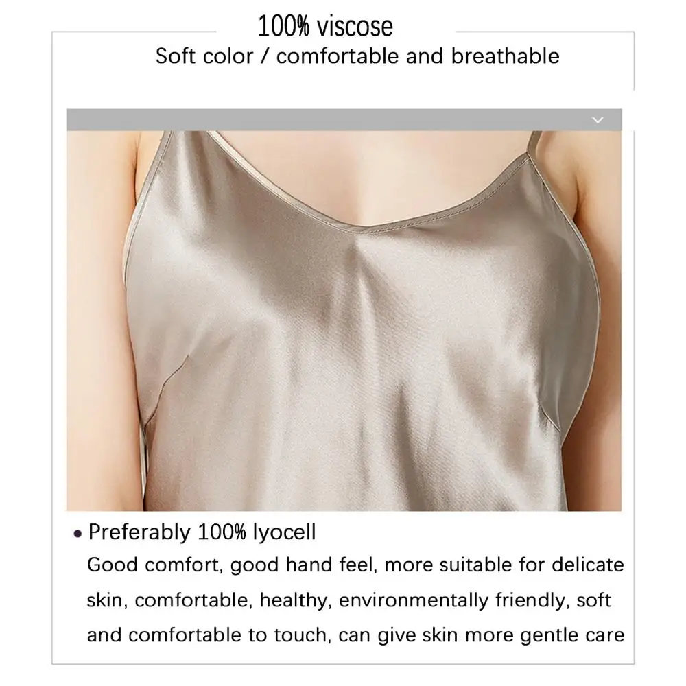 

Women Sexy Silk Satin Night Dress Sleeveless Nighties V-neck Nightgown Spaghetti Straps Nightdress Backless Sleepwear Nightwear