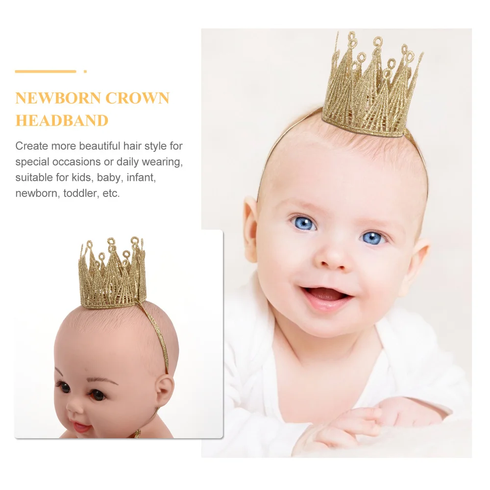 

2Pcs Baby Infant Elastic Crown Headband for Birthday Party Wedding Holiday