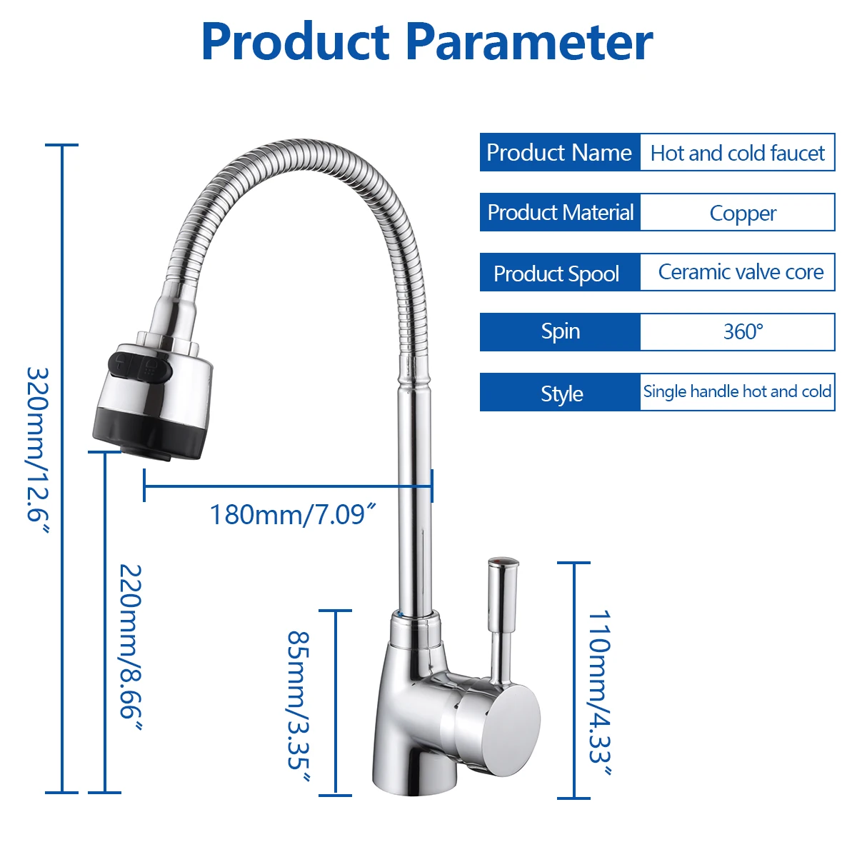 Смеситель кухонный с одной ручкой поворот на 360 градусов | Смесители для кухни