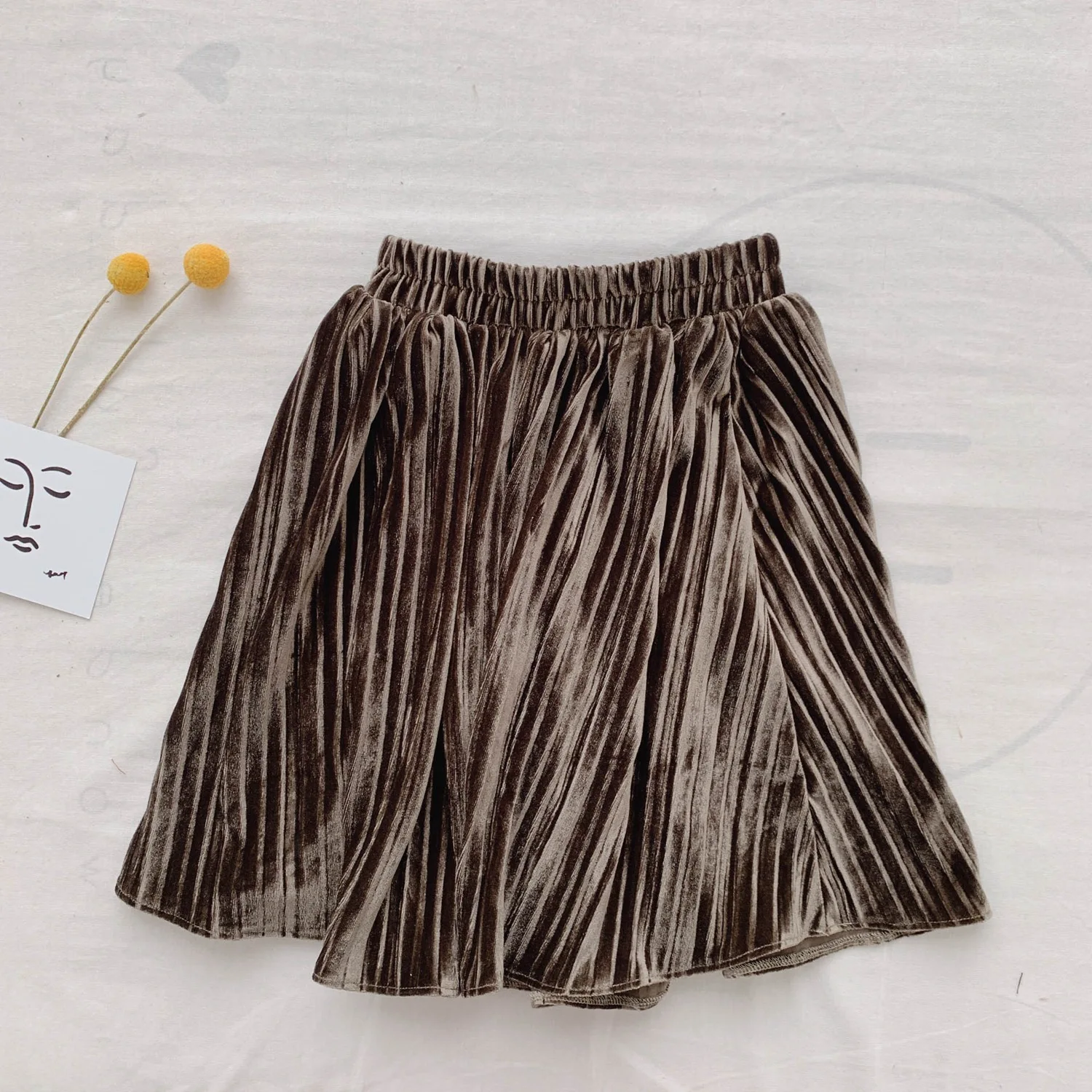 Детская плиссированная юбка для девочек длинная бархатная юбка-пачка Осень-зима