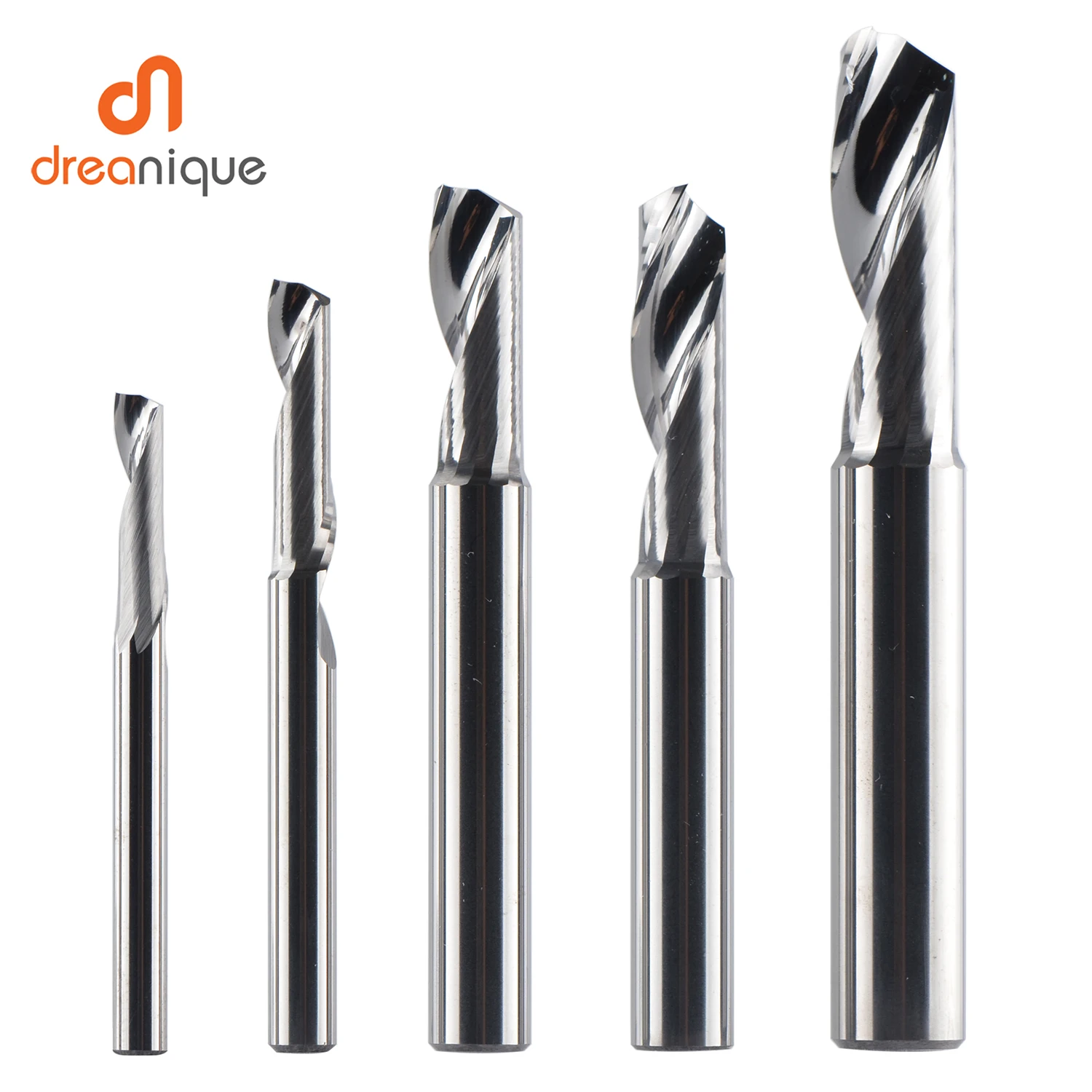 Dreanique 1pc 3.175 4 6 8mm CNC Single Flute Solid Tungsten Carbide Alloy End Mill, Milling Cutter for Aluminium SA1F