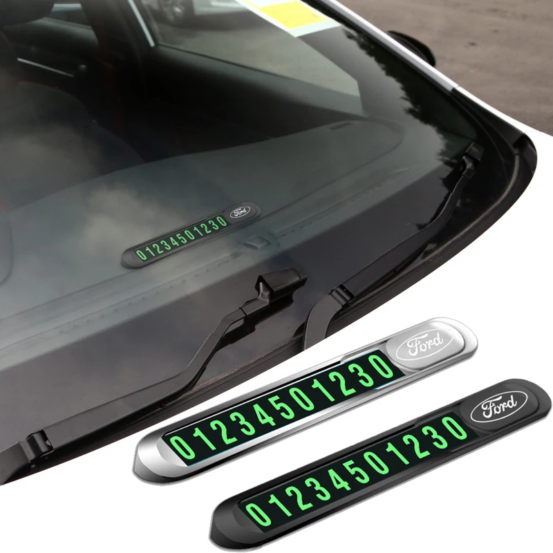 

Car Temporary Parking Card Phone Number Plate Car accessories For Ford Focus Mondeo Kuga Fiesta MK7 Escort Explorer Edge 2 4 MK2