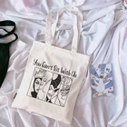 Новинка 2020, женская сумка через плечо, сумка для покупок с мультяшным принтом и надписью, женская сумка в стиле Харадзюку, парусиновая вместительная
