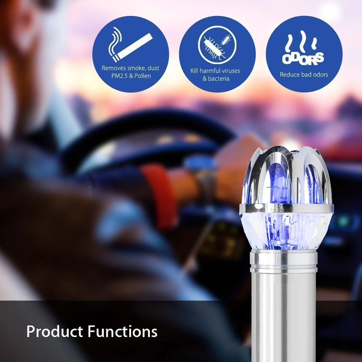 

Brand Mini Auto Fresh Air Ionic Purifier Oxygen Bar Ozone Ionizer Cleaner For Car 12V Hot Models For Car Home Office