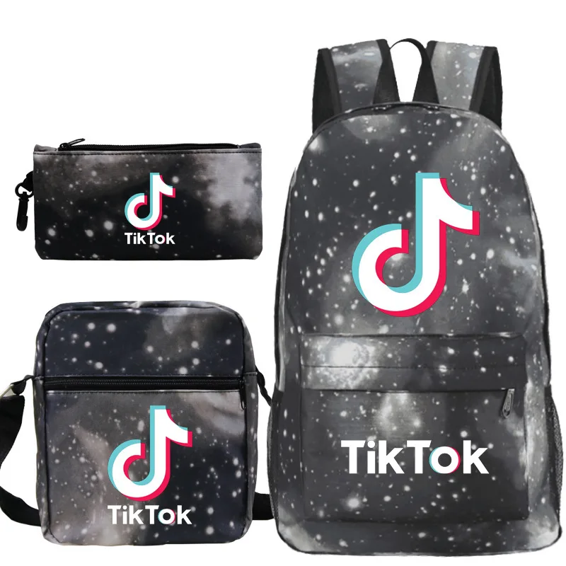 

Tik Tok Backpack 3pcs/set School-Bags For Teenager Boys Girls Bagpack Women Men Tik Tok APP Logo Backpacks