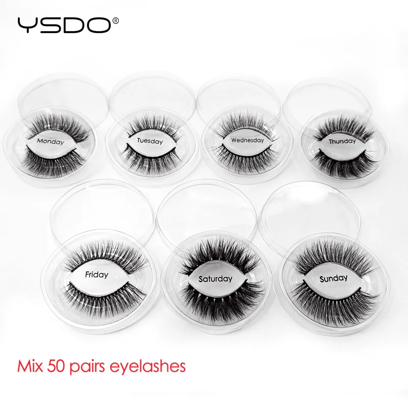 Mix 50 pairs YSDO ресницы серо-коричневого цвета, торговля 30/40/50/100 пар Накладные ресницы в естественном стиле 3d норковых ресниц драматический ресницы «maquiagem» lashes - Цвет: Mix 50 pairs
