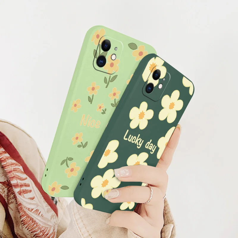 

Little Daisy Liquid Silicone Phone Case For iPhone 12 Pro Max Mini 11 Pro Max X XR XS MAX SE2020 8 7 6 6S Plus Soft Back Cover