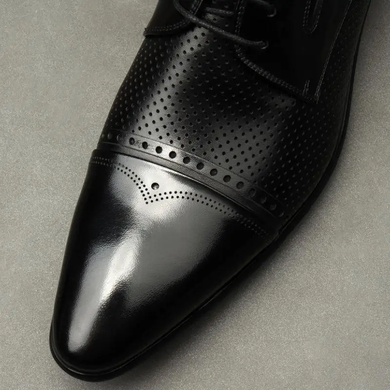 Туфли мужские из натуральной кожи Классическая Удобная дышащая деловая обувь