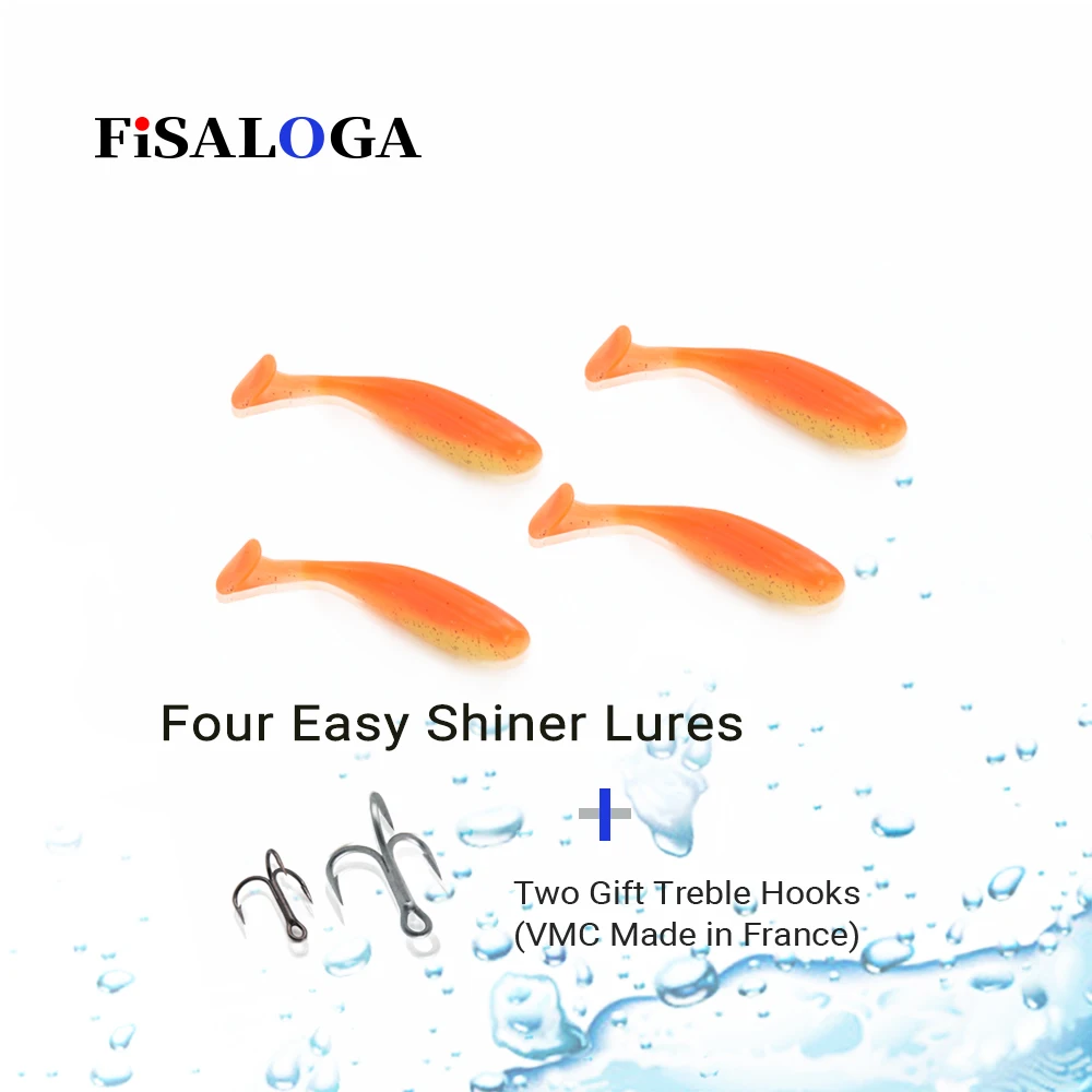 Пластиковые рыболовные приманки Easy Shiner, плавающие приманки 12 см, 4 шт./лот, искусственные виниловые мягкие приманки с Т-образным хвостом, Под...