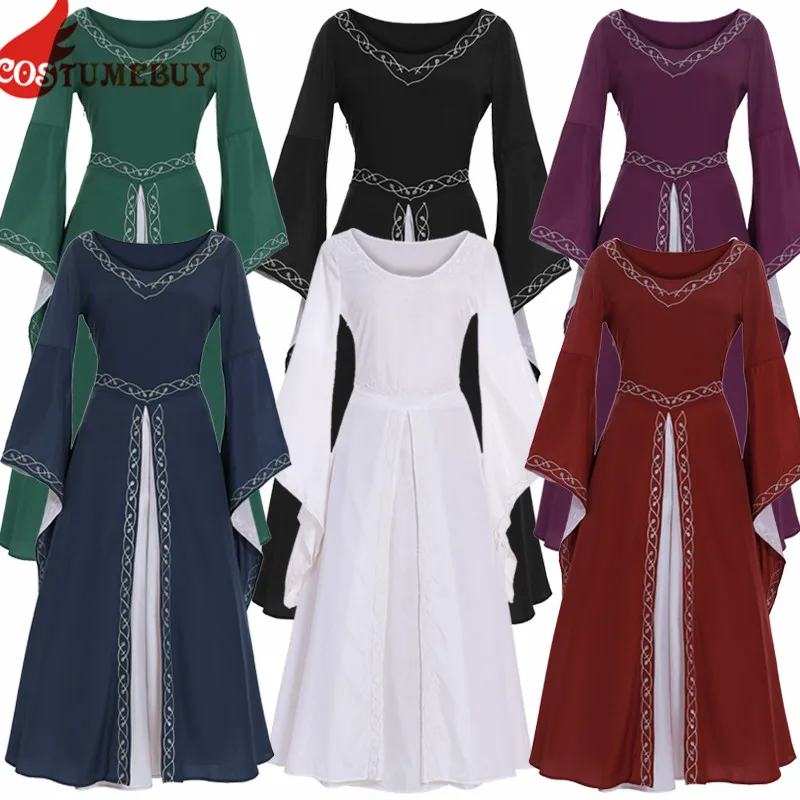 Costumebuy, средневековое платье, костюмы на Хэллоуин, для женщин, для косплея, Дворцовое благородное длинное платье, древнее платье принцессы с рукавами-колокольчиками