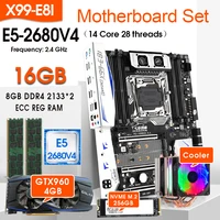x99 e8i motherboard combos lga2011 3 e5 2680 v4 processor 2pcs 8gb 2133 16gb ecc memory with 256gb m 2 ssd gtx960 4gb cooler