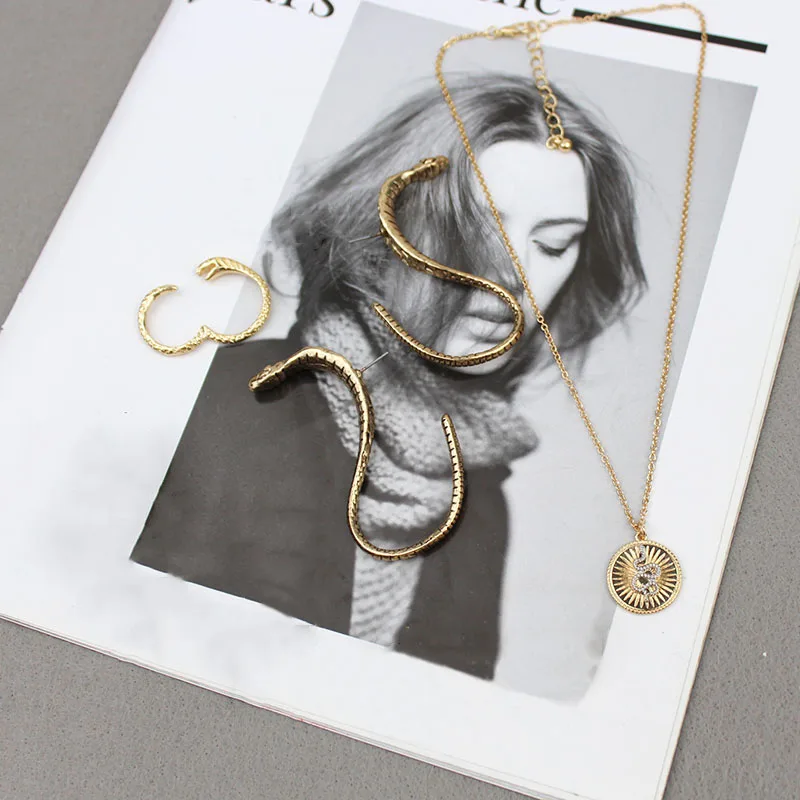 Новая мода 3 шт./компл. ожерелье серьги форма змеи ювелирные наборы для женщин в