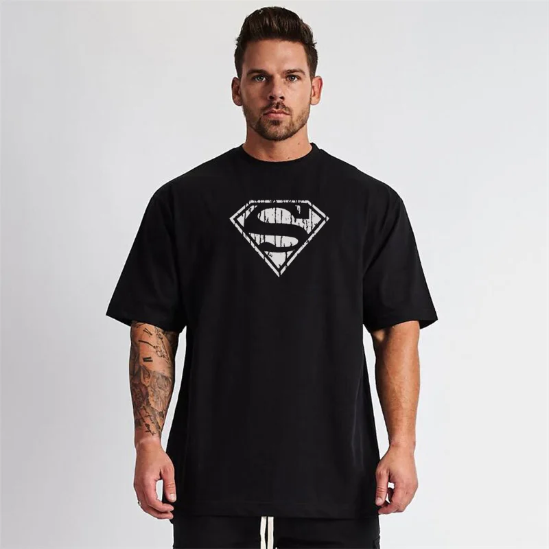 

Muscle Guys Brand New Gyms Clothing Fitness T Shirt Men Fashion Extend Hip Hop Summer Short Sleeve T-shirt Cotton Bodybuilding