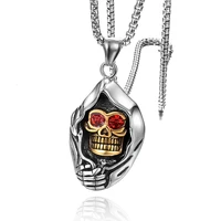 skull ruby mens punk necklace fashion pendant jewelry