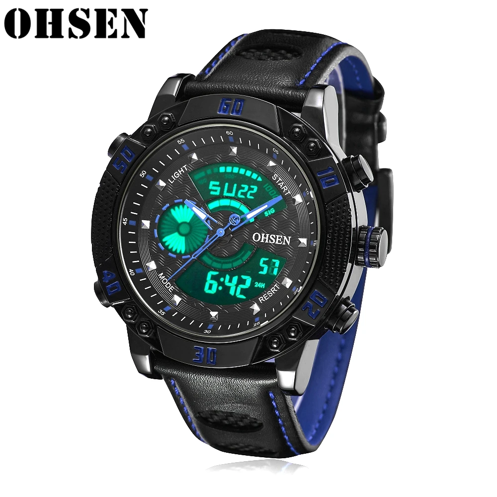 Часы OHSEN мужские наручные брендовые Роскошные повседневные водонепроницаемые