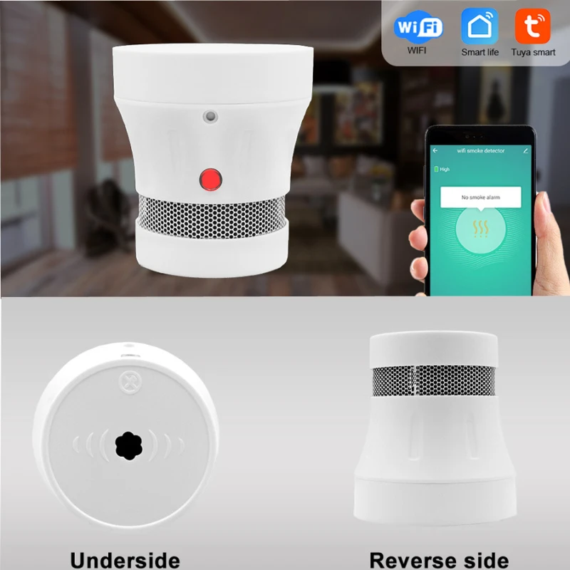 

Wifi Smart Smoke Detector Sensor Alarm Home Security Fire Alert System Work With Tuya Smart life APP 85db Warning Sound No Need