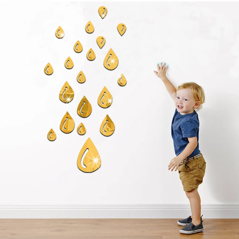 Настенное зеркало с каплями воды 20 шт./лот сделай сам 3D акриловое для