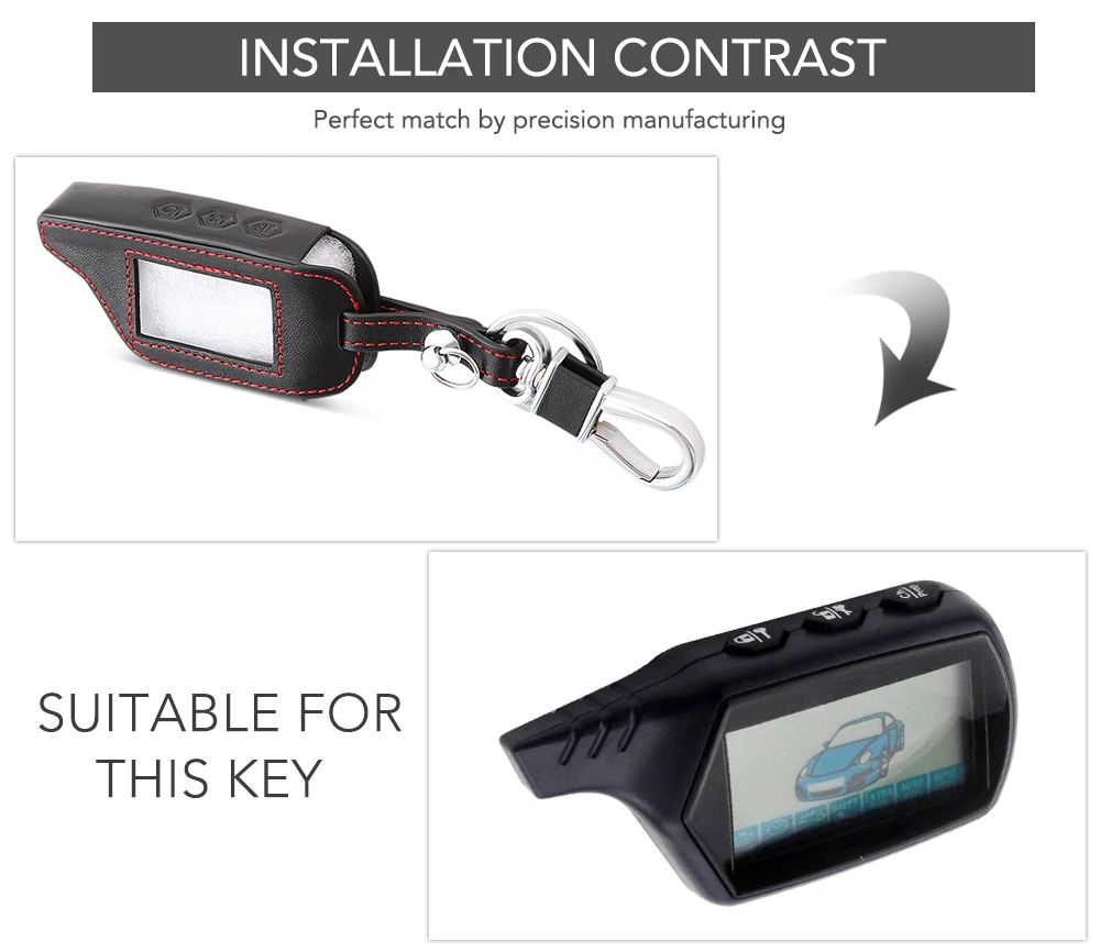 Кожаный чехол для ключей 3 кнопки двухсторонней автосигнализации Starline B9 B6 A91 A61