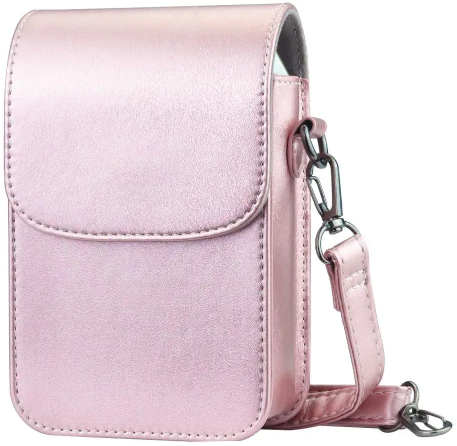 Pink Ретро сумка для камеры кожаный чехол для Fujifilm Instax Mini liplay Hybrid camera с регулируемым ремешком и карманом - Цвет: Pink