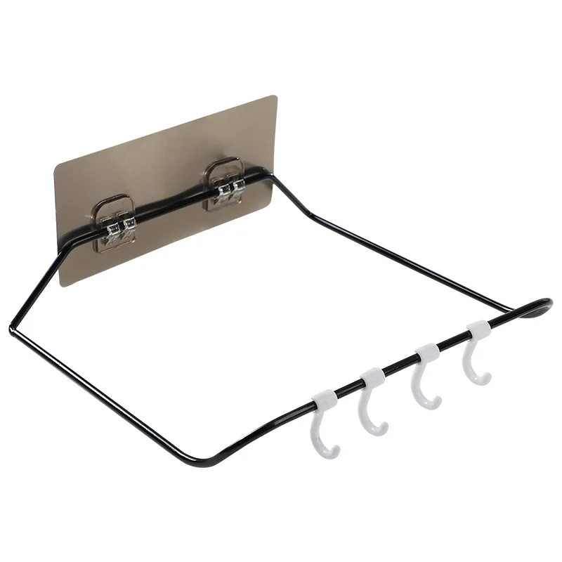 

Multifunctional Wrought Iron Storage Rack Bathroom Free Punch Wall-mounted Washbasin Shelves Hanging Hook Bathroom Organizer