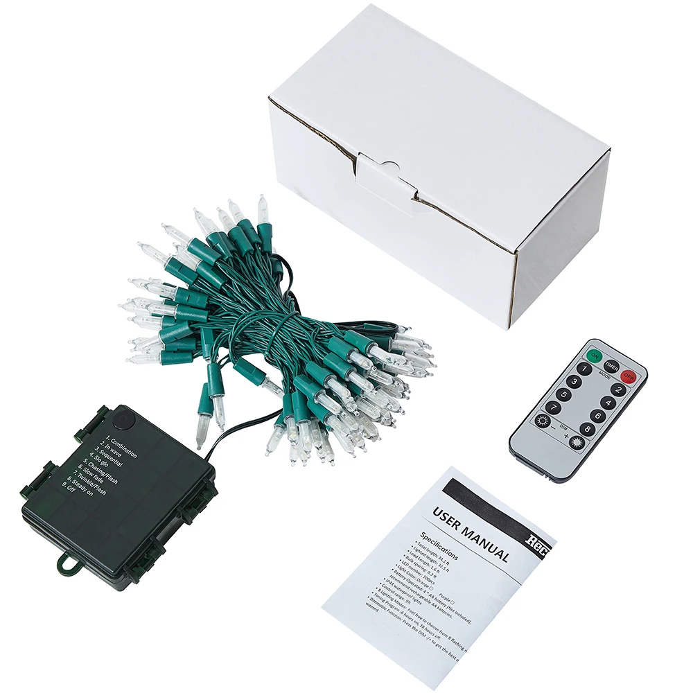 Гирлянда с зелеными лампочками накаливания праздничный комнатный шнурок