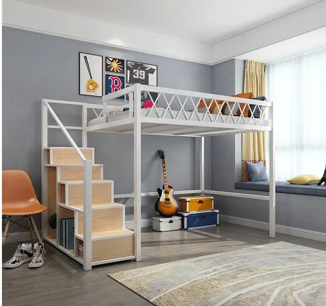 Железная поднятая кровать простая Маленькая плоская многофункциональная