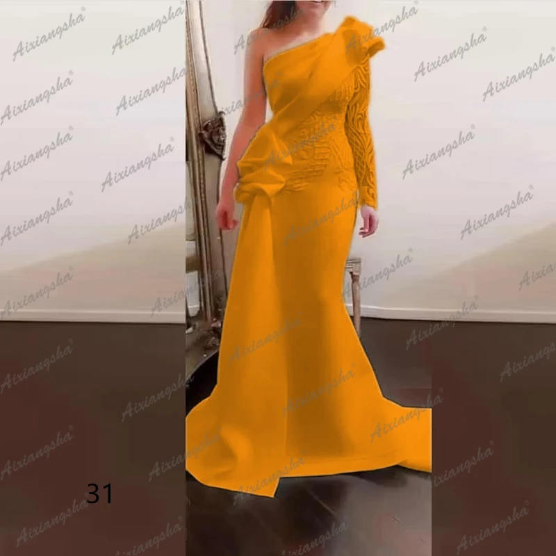 Чистый белый вечернее платье на одно плечо с сатиновой кружевной аппликацией