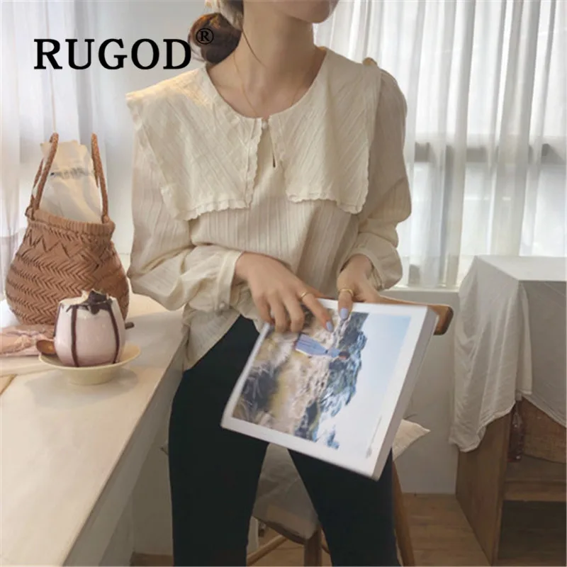 

RUGOD 2019 Новый Для женщин кружева вышивки бисером рубашка «Добби» с отложным воротником, с квадратным вырезом; Одежда с длинным рукавом Свобод...