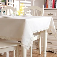 white tablecloth cotton linen with lace table cloth wedding party banquet living room home decor table cover manteles de mesa