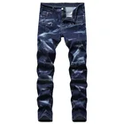 Рваные джинсы для мужчин, облегающие темно-синие эластичные джинсы в стиле хип-хоп, уличная одежда, потертые джинсы в стиле панк Guinness