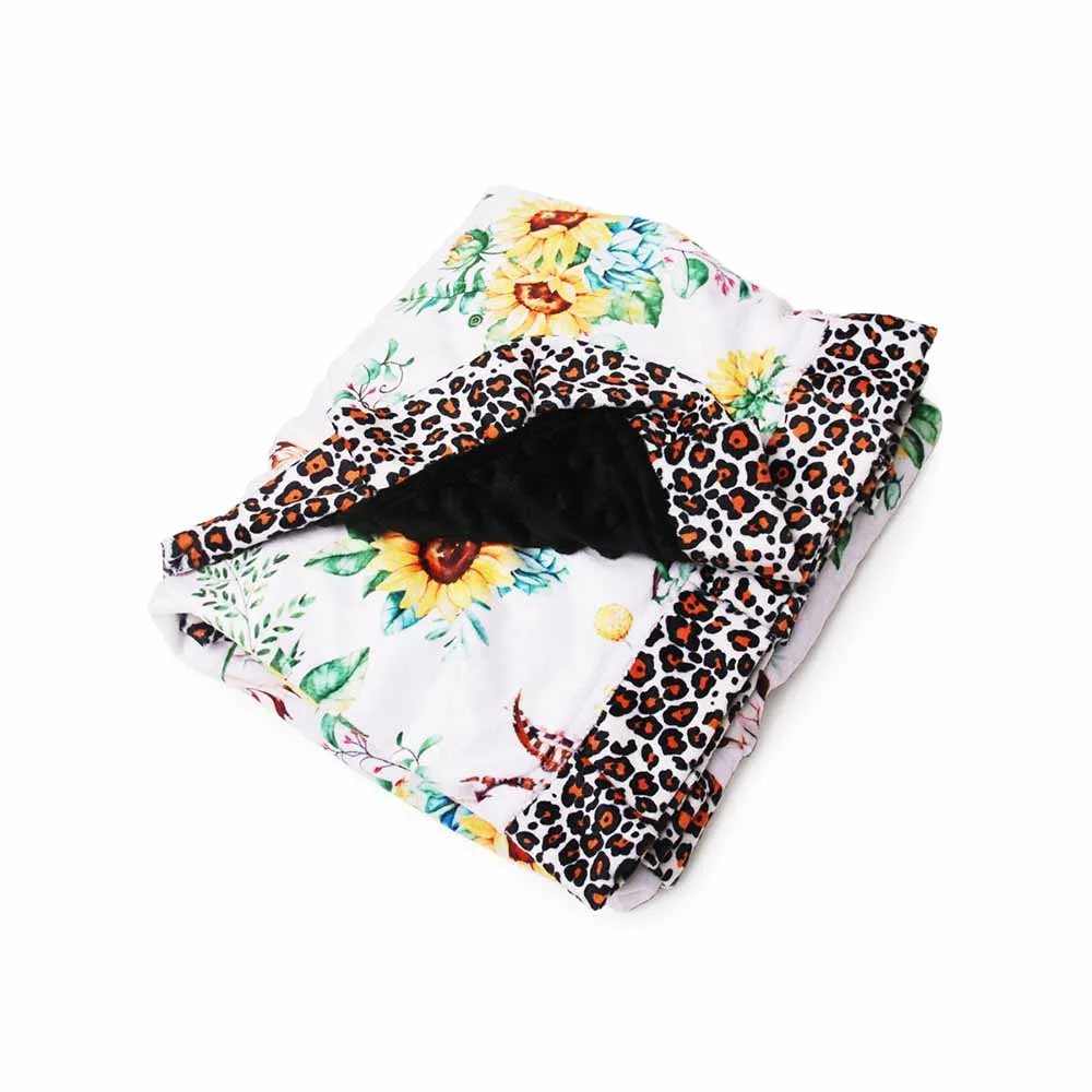 5 pcs Ruffle Minky Blankets Serape Monogrammable Baby Cotton Quilt Leopard Sunflower Blanket DOM1310 |