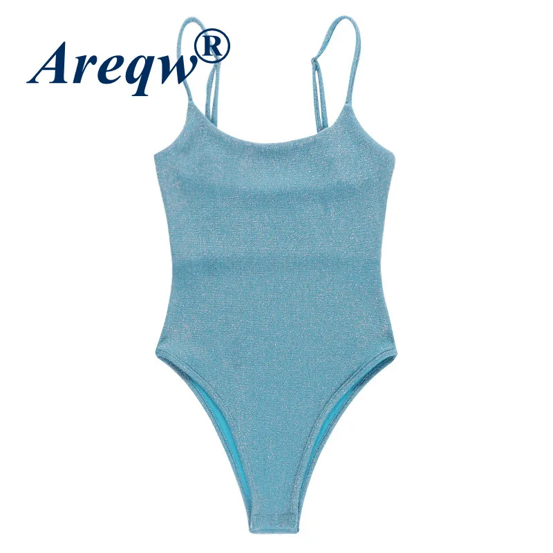 

2021 Summer New Simple Bright Silk One-piece Sling Pure Color Sexy Sling One-piece Suit Women