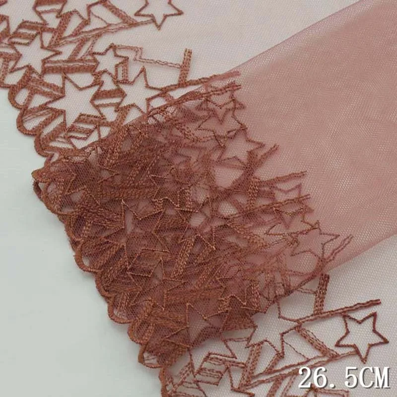 

About 77Yards Five-pointed Stars Embroidered Lace Trim Mesh Tulle Fabric For Lingerie Underwear Bra Dress Garter Sewing DIY