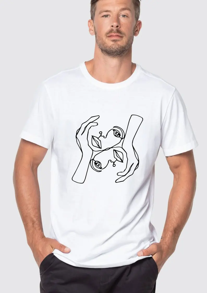 Рубашки в стиле унисекс One Line футболка с рисунком короткий рукав модные футболки