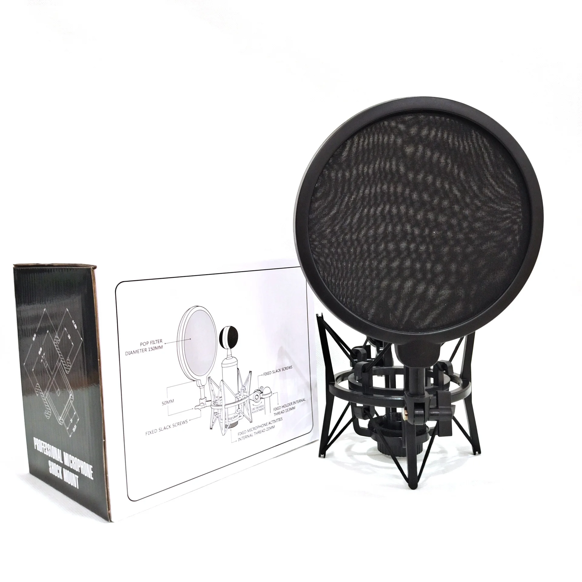 

Mic Shockproof Stand With Large Double-Layer Blowout Prevention Net Recording Live Broadcast Condenser Microphone