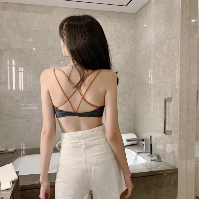 New small-breasted thin-breasted sling-back bra one-piece cross-strap vest steel-free underwear for teenage girls MPN4750 | Женская