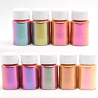 9 бутылокпартия, пигмент хамелеон, жемчужины для украшения ногтей, порошок, Аврора, зеркальный лазер, эпоксидная хромированная смола, минеральный макияж, блестящая пыль Te #80