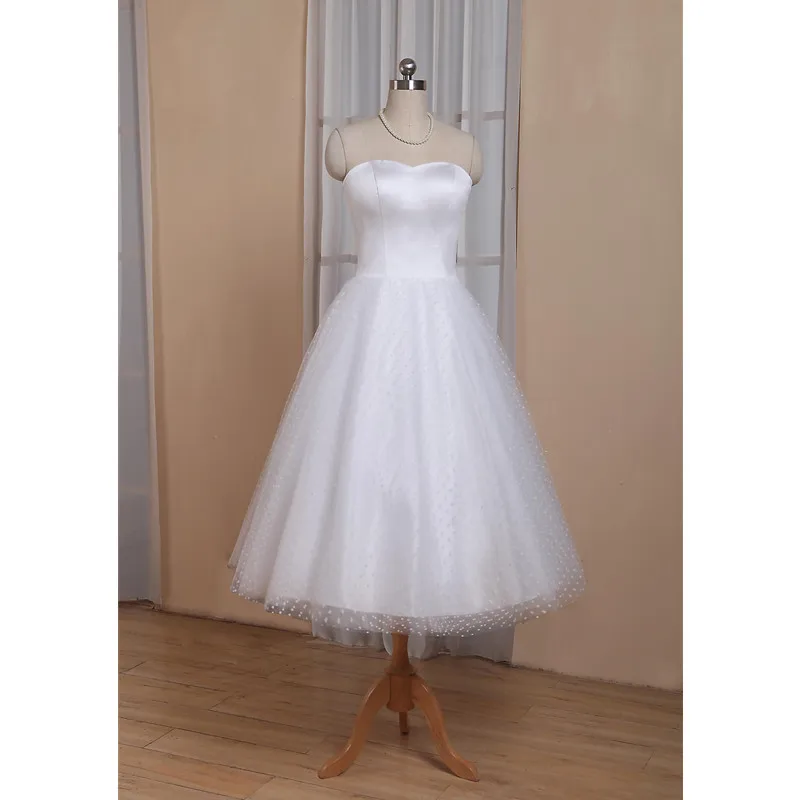 

Short Wedding Dress 2021 StraplessTulle Sexy Simple Beach Bridal Gowns Robe De Mariee