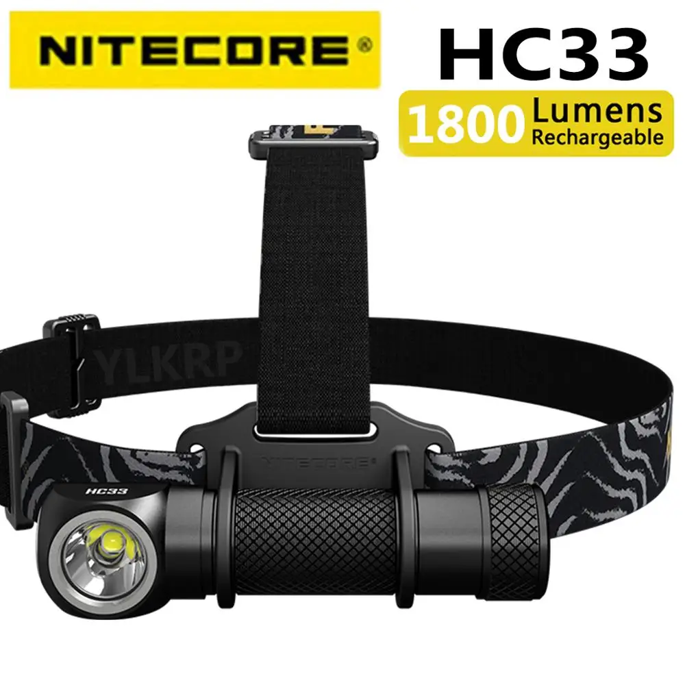 Портативный налобный фонарь NITECORE HC33 CREE XHP35 HD max 1800 люмен 187 метра 8 режимов работы