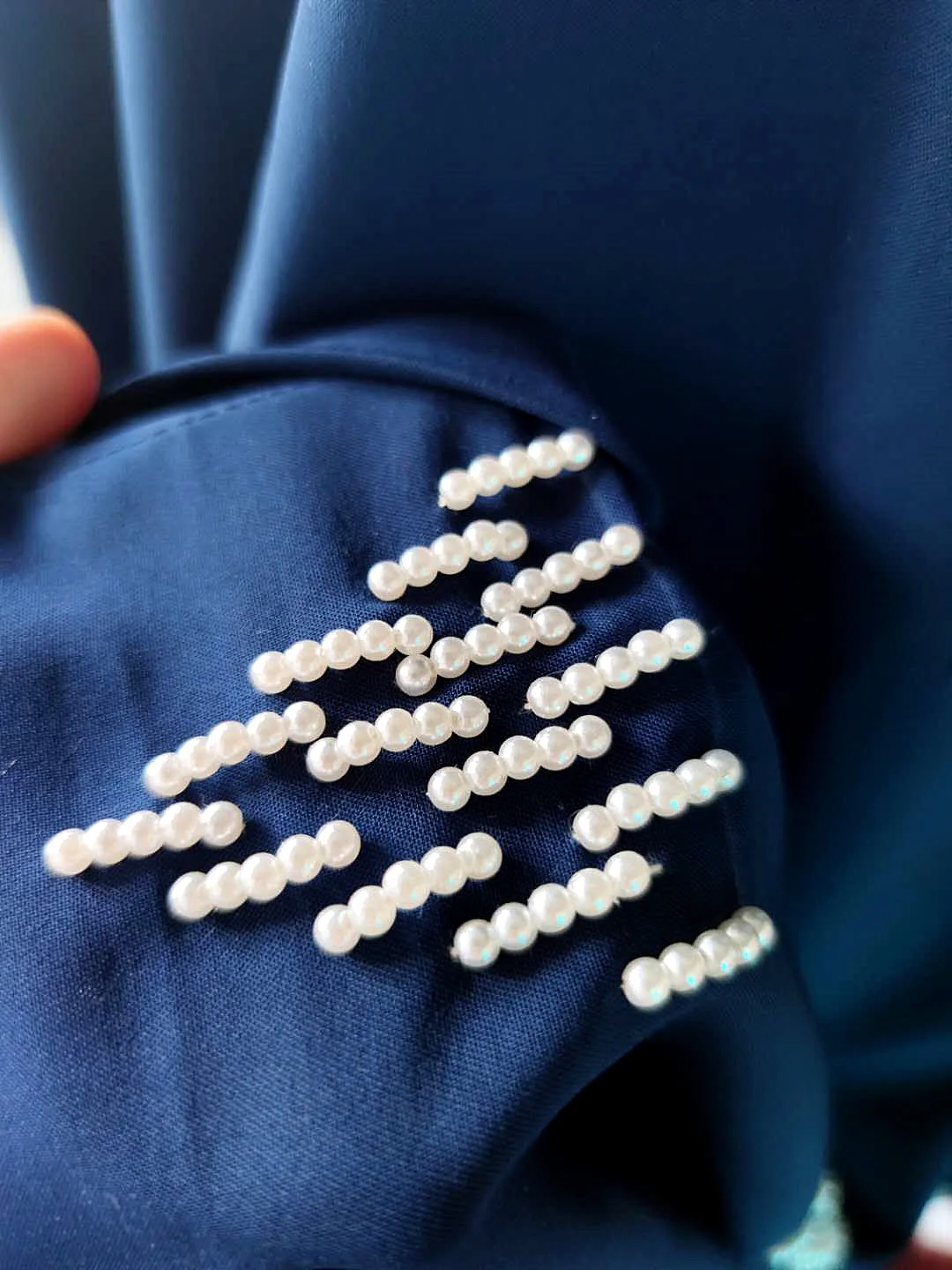 

2021 Dark Blue New Kaftan Arabic Open Abaya Kimono Beading Pearl Muslim Dress Female Cardigan Outwear Women Fashion Robe