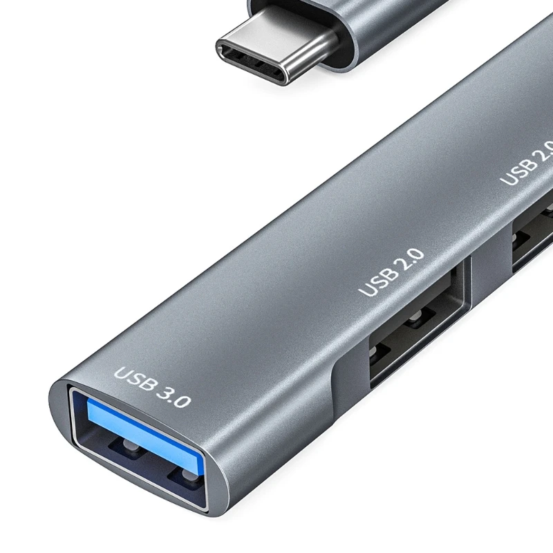 

USB 3.0 Hub 5 in 1 USB Hub Adapter, 5Gbps HighSpeed Data Transmission Docking Station for Laptop, Mobile HDD and More 24BB