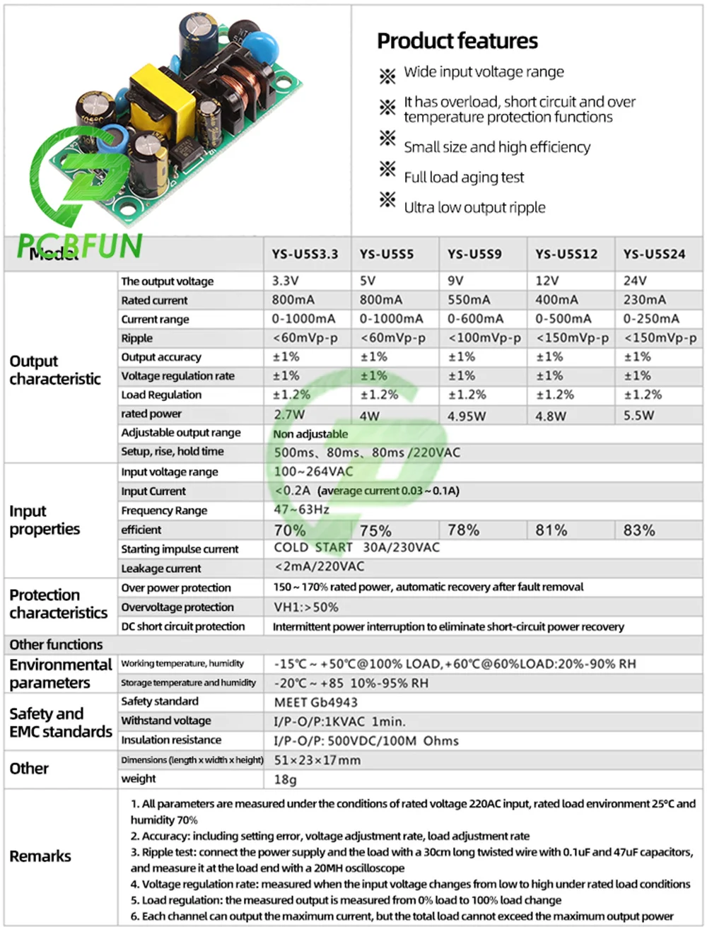 24V Switching Power Supply Board with Overload Short Circuit Protection Functions 5W 200mA Module Switch | Электронные