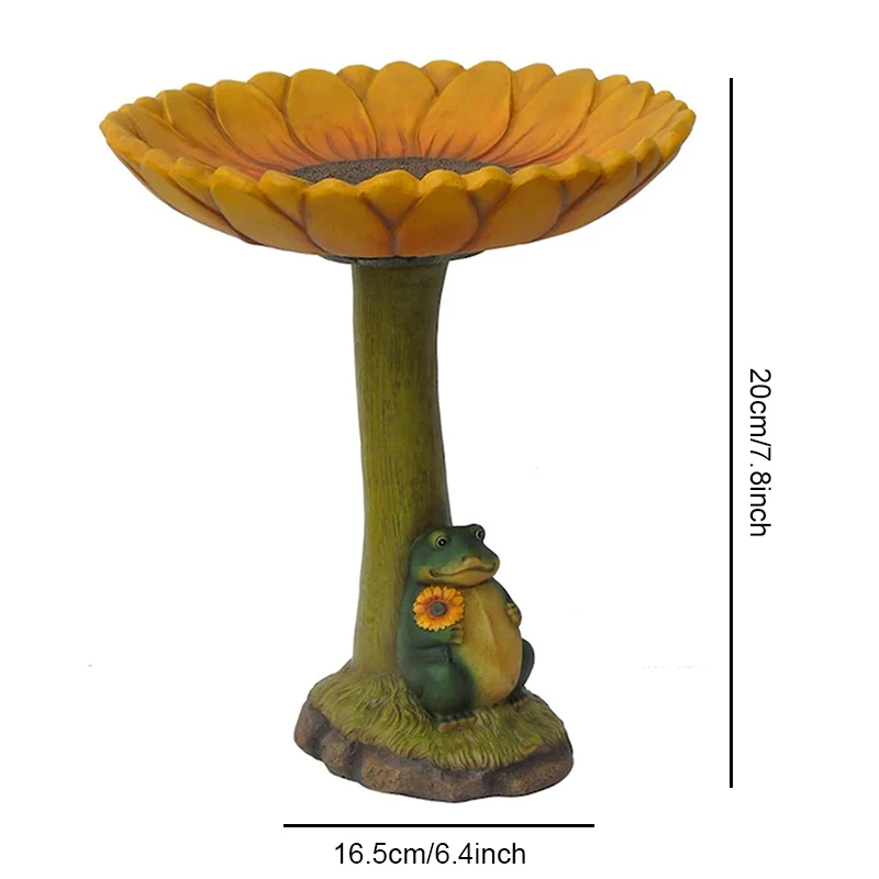 

Resin Standing Sunflower and Frog Animal Statue Outdoor Birdfeeder Resin Decoration Cute Foxs Garden Ornament for Garden