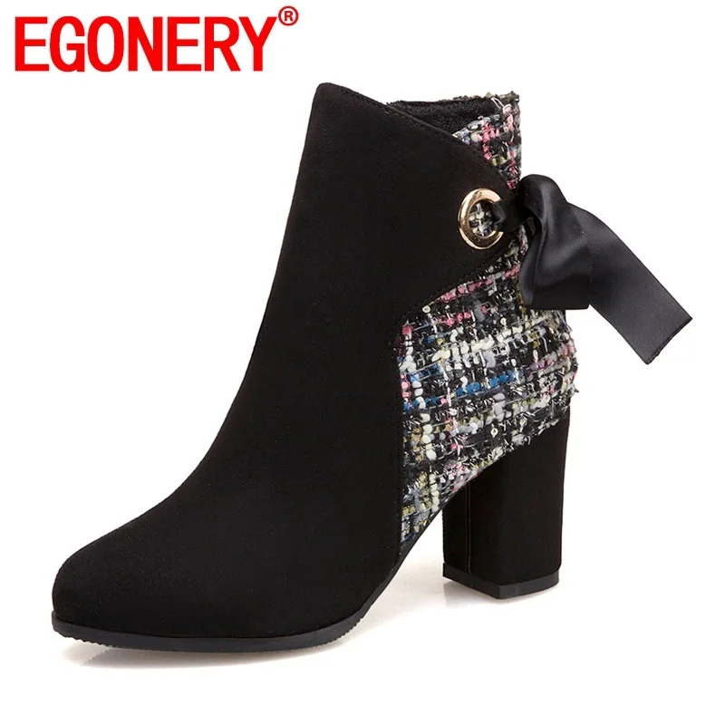 EGONERY/милые женские ботильоны по лодыжку с бантом из ленты для женщин Цвет бежевый