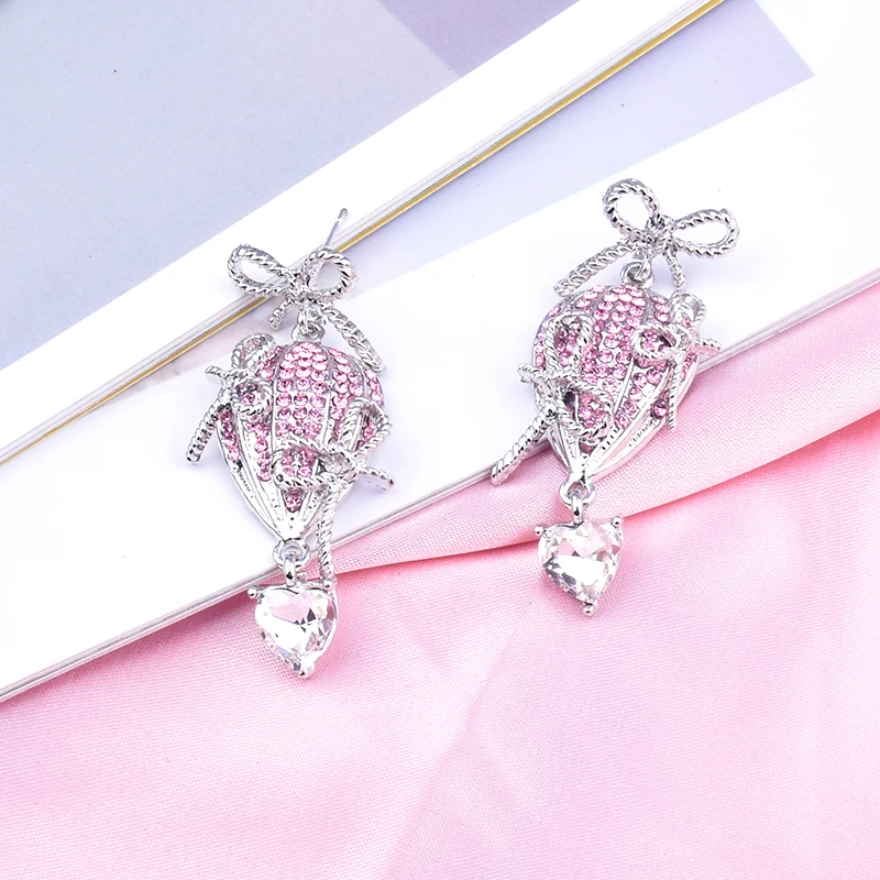 

Женские серьги-капли с бантом, стразы, уникальный роскошный корейский Модный Блестящий Кристалл, вечерние ювелирные изделия для девочек