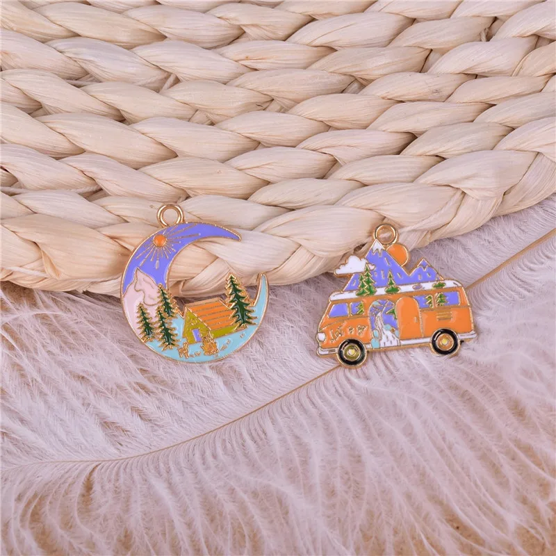 10 шт./упак. автобус для отпуска луна горное масло подвеска серьги браслет DIY
