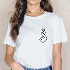 Летние Harajuku Графический женская футболка палец с принтом в виде надписи Love футболка в стиле ретро футболка с коротким рукавом, джинсовая куртка с длинным рукавом