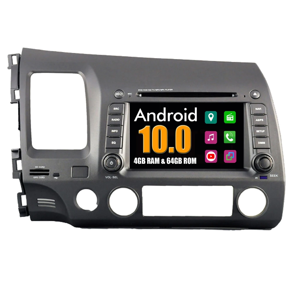 Автомобильный мультимедийный плеер RoverOne для Honda For Civic 2006 2011 Android 10 0 DVD GPS навигация