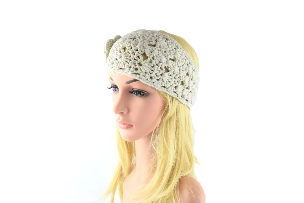 Полый Цветочный ободок для волос хиджаб шарф теплая акриловая шаль женский