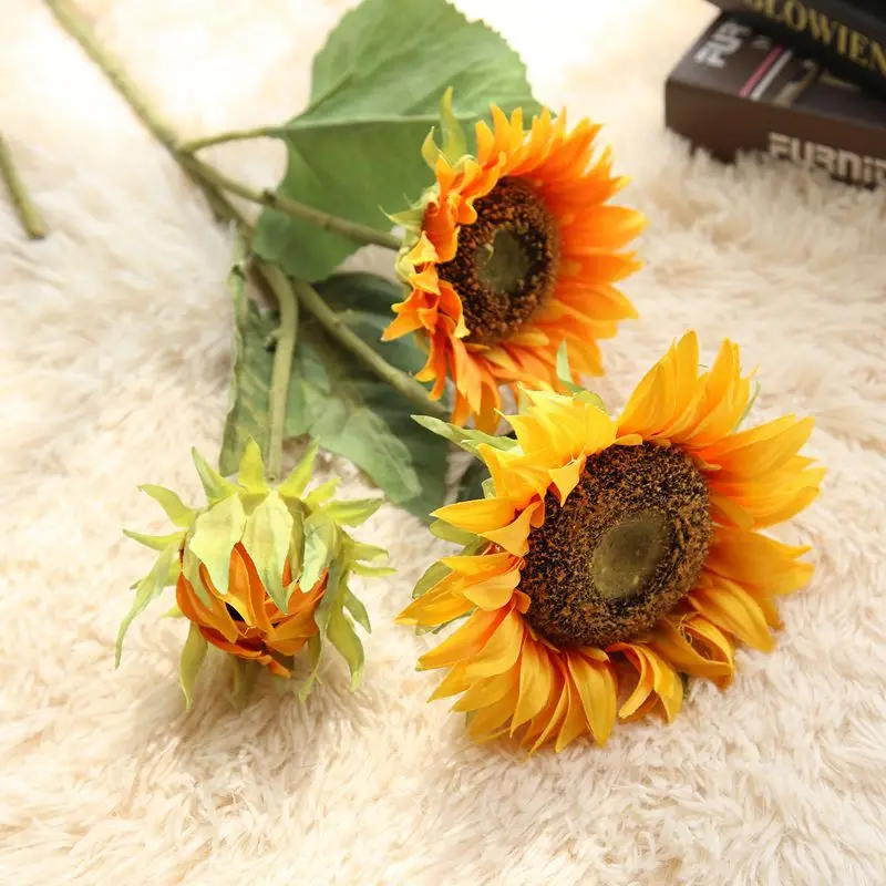 

1 Bouquet 3Head flowers Home Party Decor Display Artificial Silk Flower Simulation Sunflower DIY artificial flowers